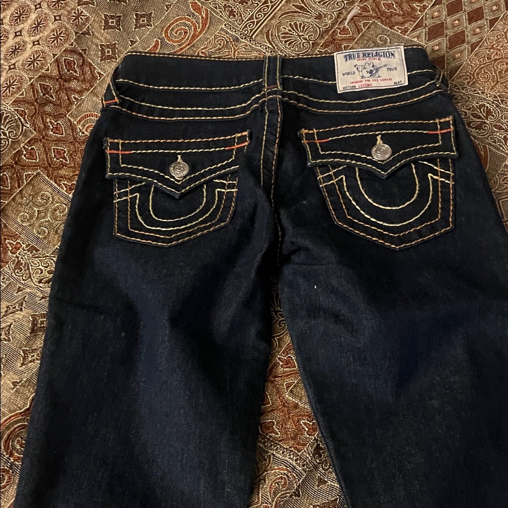 True Religion Women's Dark Indigo Straight Leg Jeans